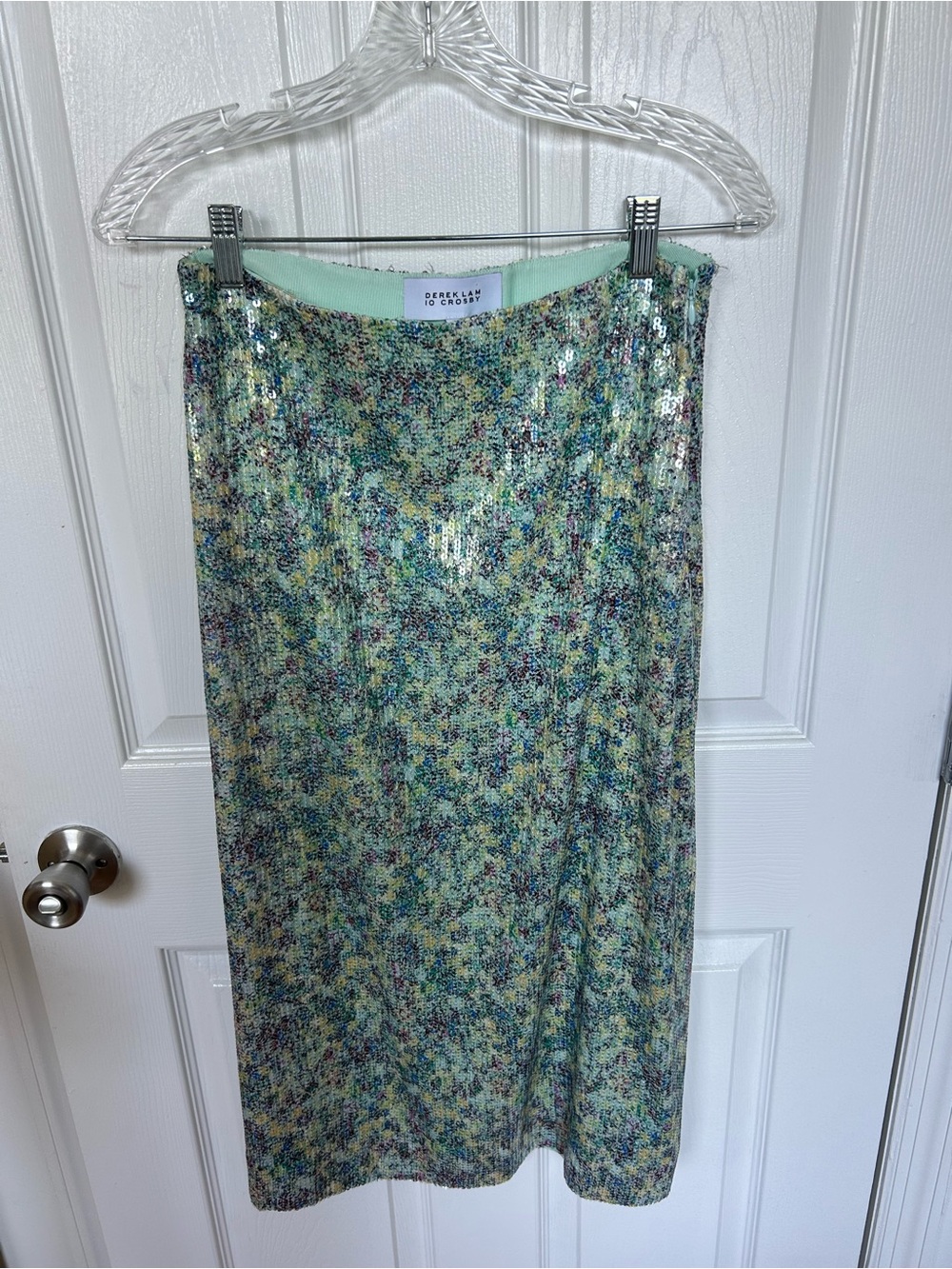 Derek Lam 10 Crosby Green Sequin Midi Skirt